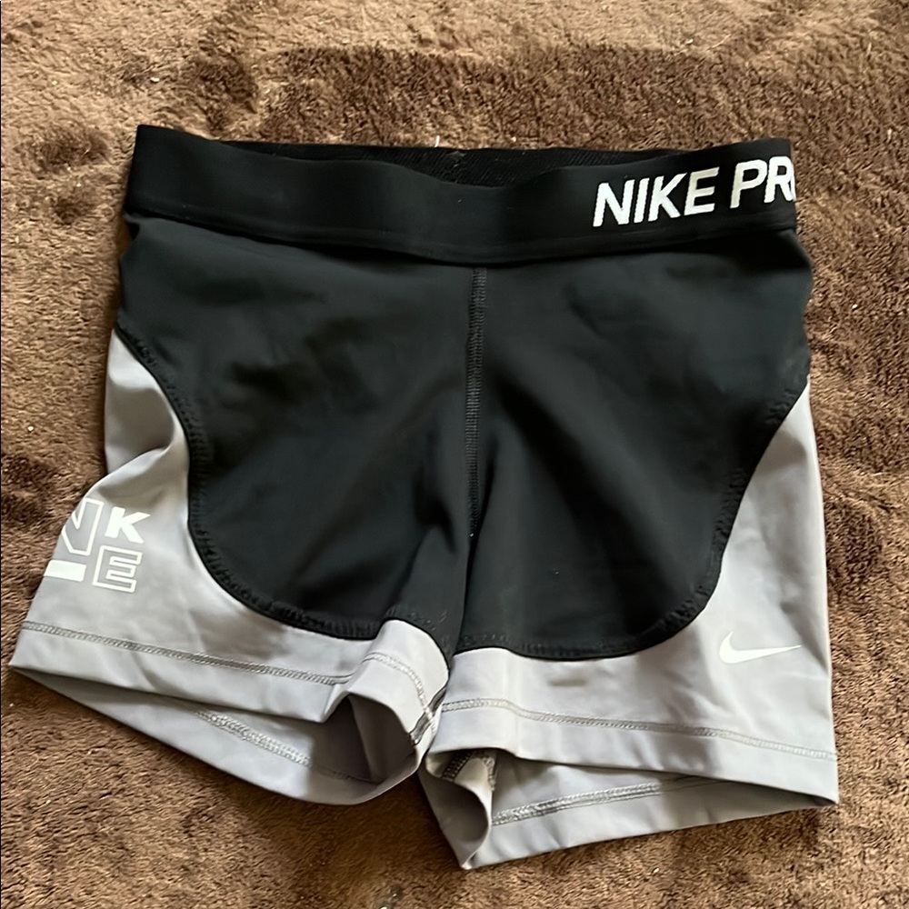 Nike Black and Gray Athletic Shorts with Compression Fit